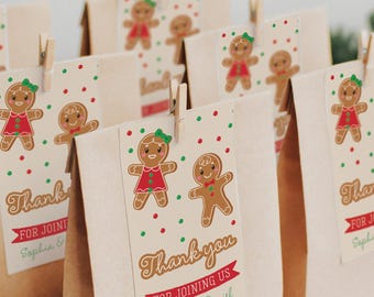 What's Baking Favor Tag, Editable Christmas Thank You Tag Template, Favor Tag, Gender Neutral Baby Shower, Gender Reveal, Gingerbread Cookie