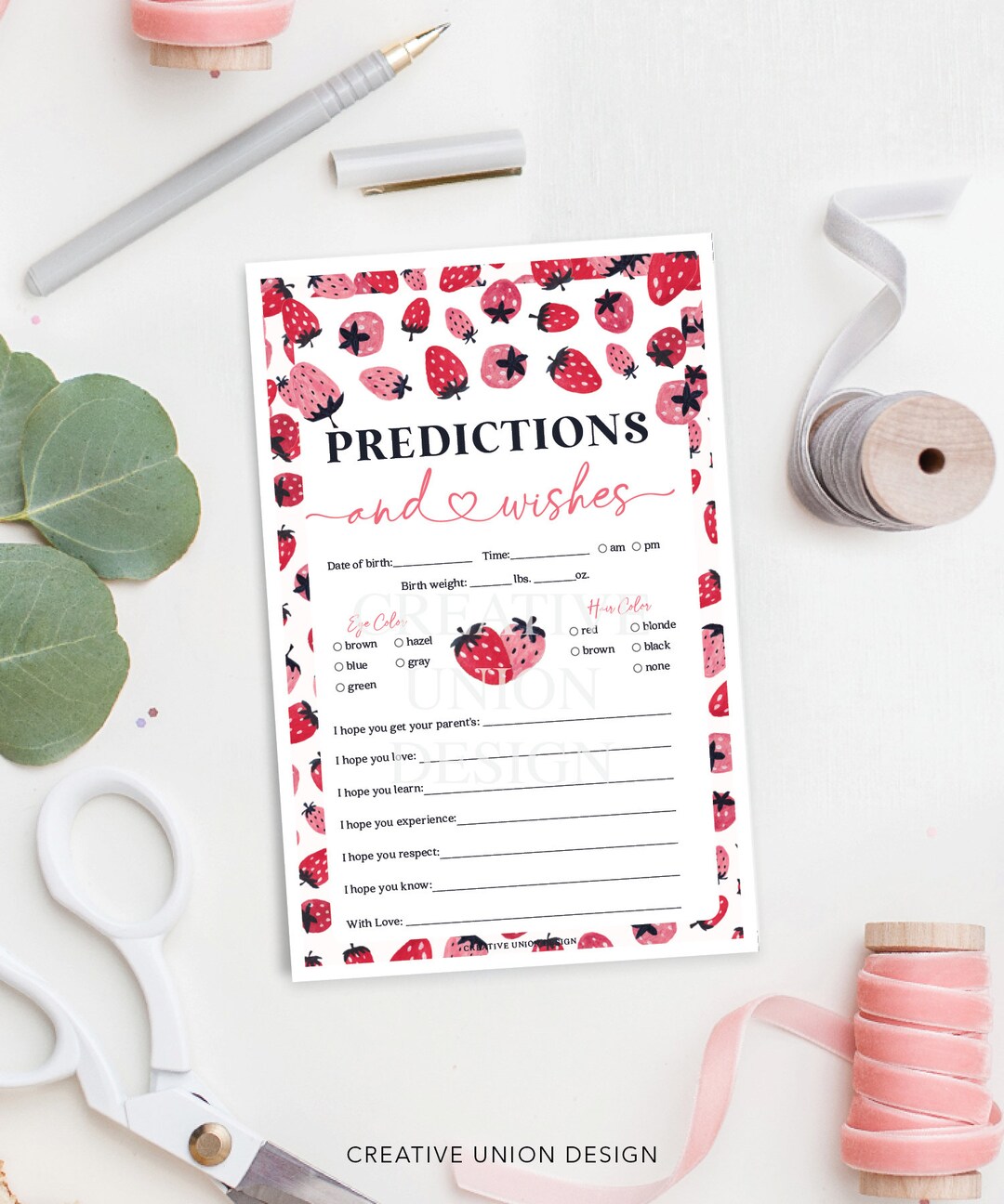 Berry Sweet Baby Predictions, Wishes for Baby, Baby Shower Game, Predictions  for Baby, Printable Game, Baby, Strawberry, Berries, Neutral - Etsy