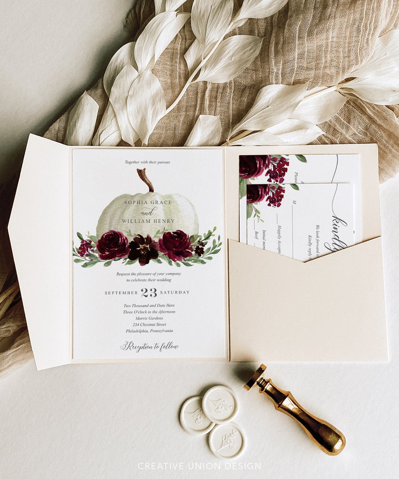 Fall Wedding Invitations Template Fully Editable Printable - Etsy