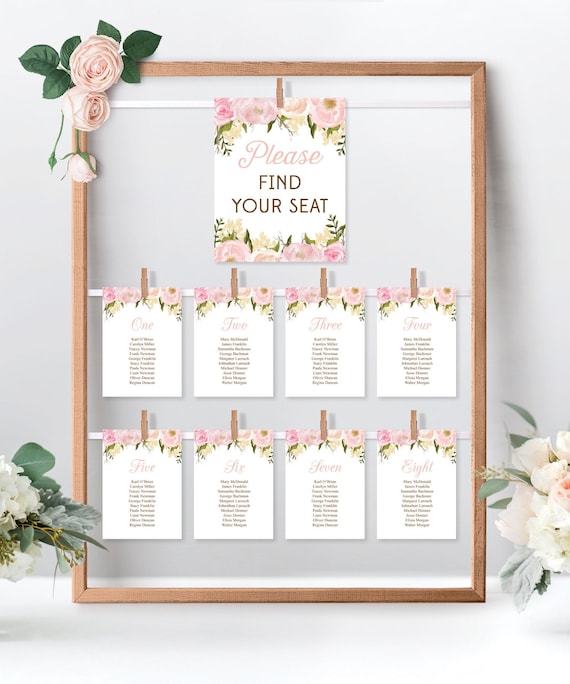 wedding seating chart template diy printable wedding table etsy