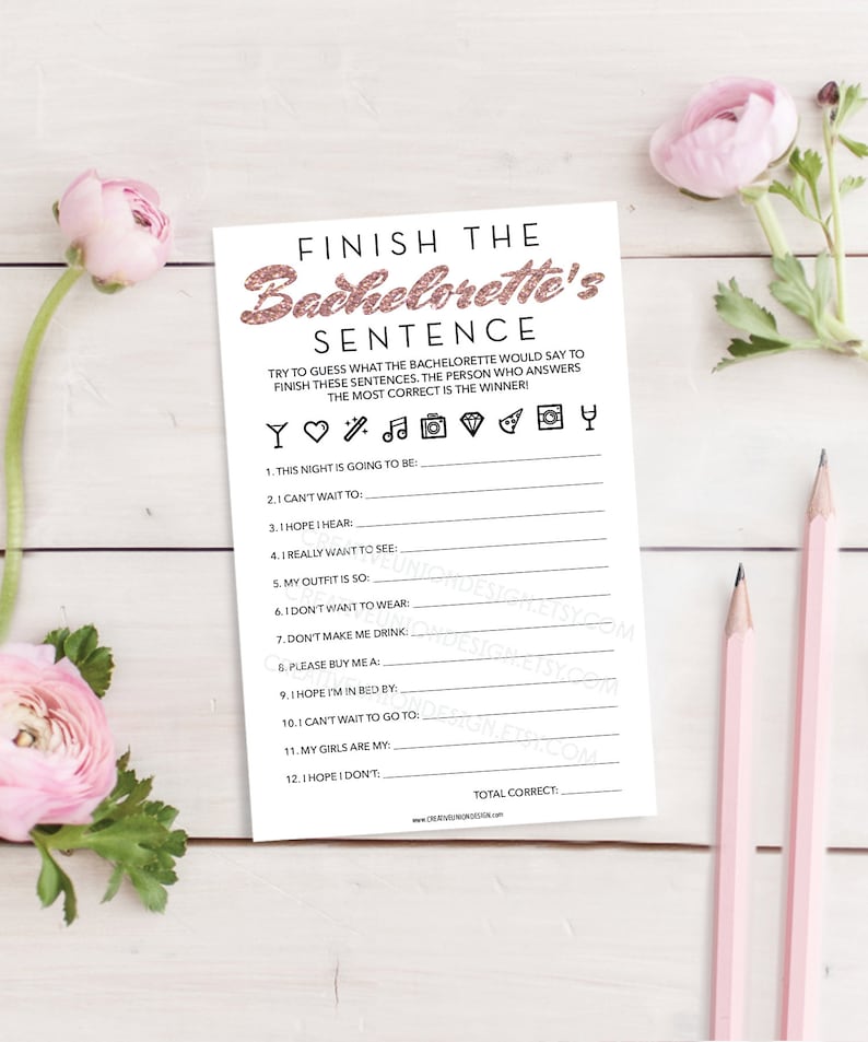 Trending Now Finish The Bachelorette's Sentence Bachelorette Party Game Funny Bachelorette Game Icon Instant Download Printable 画像 1