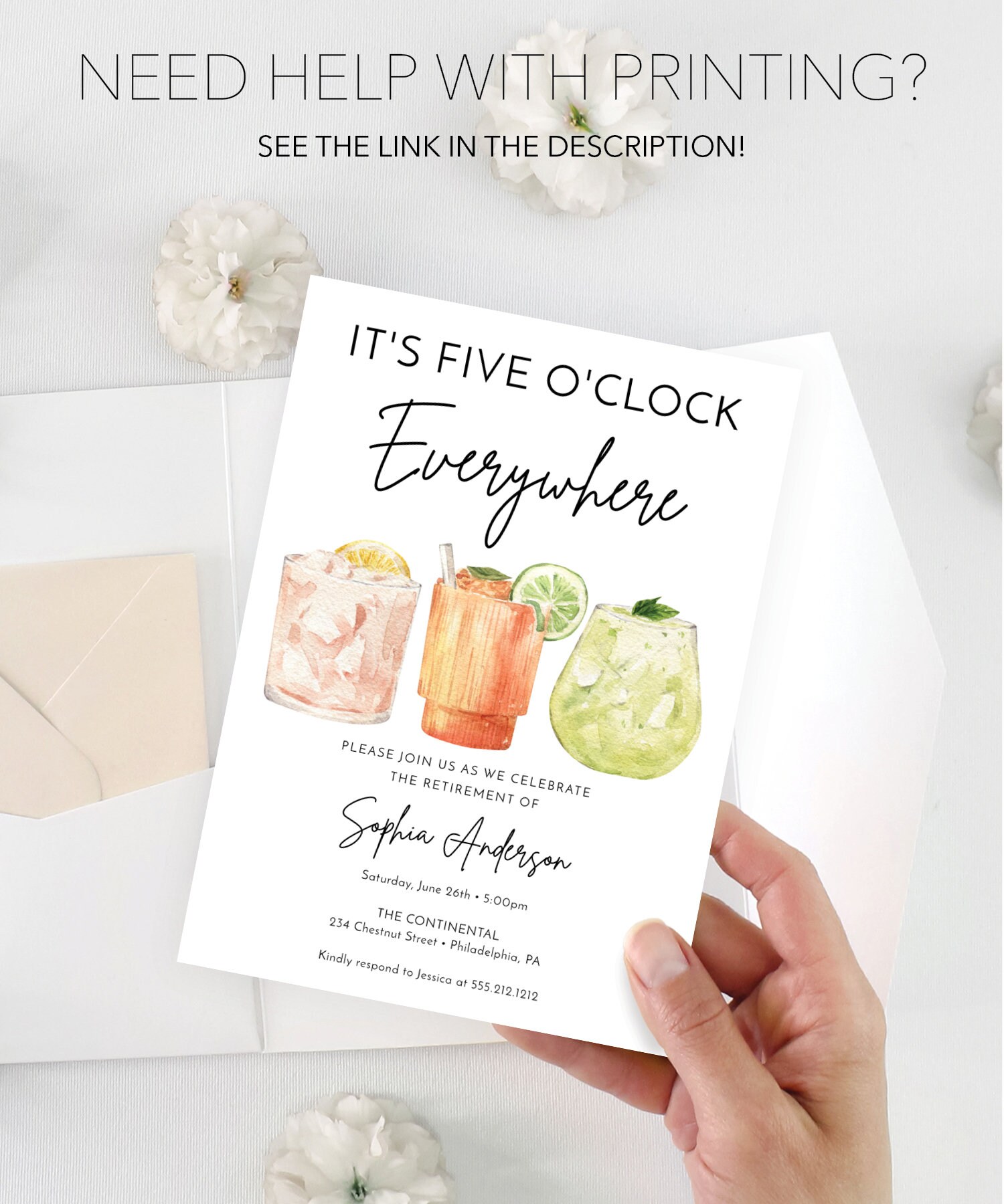 Retirement Party Invitation Template, It's 5 O'clock Everywhere ...