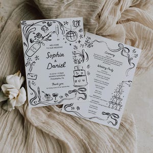 Hand Drawn Wedding Program Template, 5x7 Wedding Ceremony Program ...
