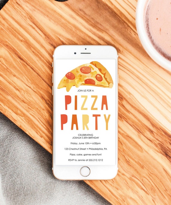 Pizza Party Invitation, Pizza Birthday Party Invite, Pizza Night Digital Invite, Birthday Party Invites, Kid's Birthday, Boy, Girl, Any Age Il_570xn