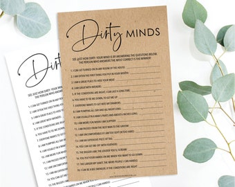 Dirty Minds Game - Funny - Bachelorette Party Games - Printable Bachelorette Game - Hen Party - Instant Download - Minimal Script