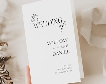 Modern Whimsy Folded Wedding Program Template, Printable Programs, Ceremony Programs, Elegant, Minimalist Wedding, Simple, Modern Wedding