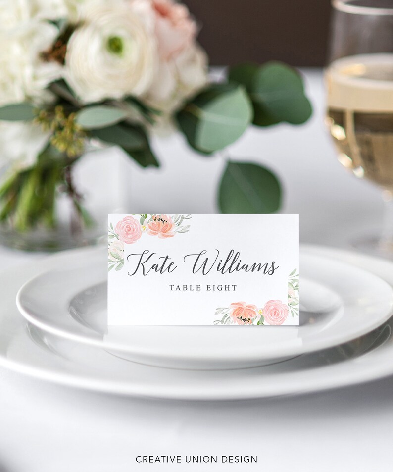 Place Card Template Place Cards With Meal Choice Wedding Etsy