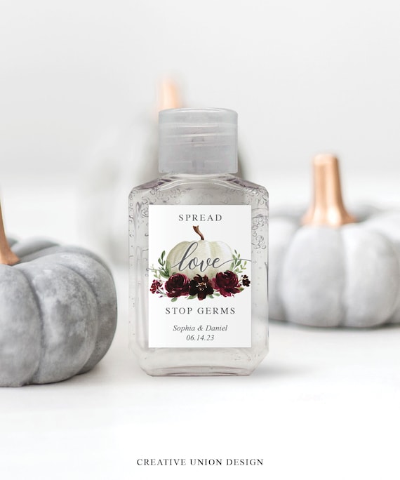 Hand Sanitizers Labels for Wedding Favors Fall Printable Bridal