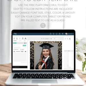 Graduation Welcome Sign Template, Photo Graduation Poster, Gold Glitter ...