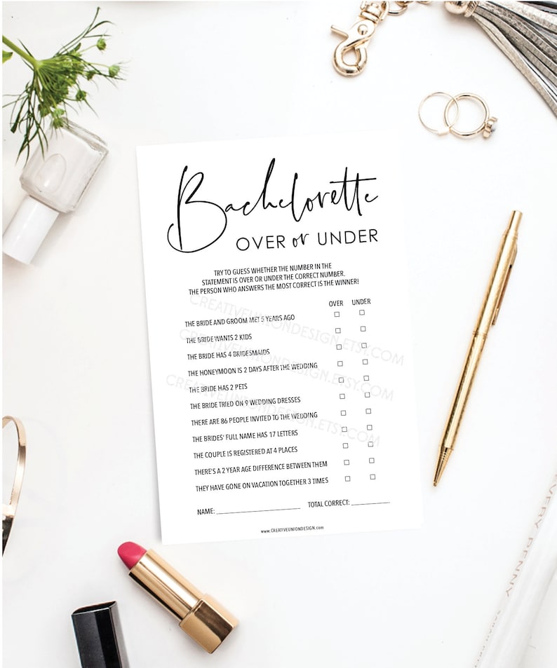 Over or Under Funny Bachelorette Bachelorette Party Games - Etsy