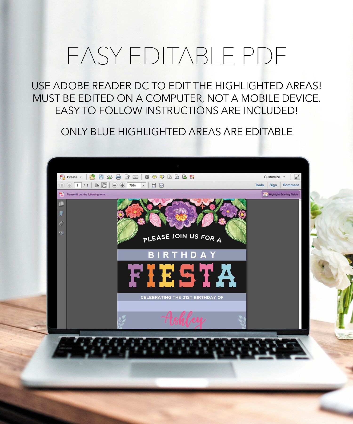 Fiesta Birthday Party Invitation, Fiesta Birthday Party Invite, Girls ...