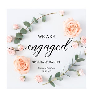Modèle d'annonce de fiançailles sur les réseaux sociaux, Nous sommes fiancés, Numérique, Elle a dit oui, Faire-part, Faire-part sur les réseaux sociaux, Mariage, Bricolage