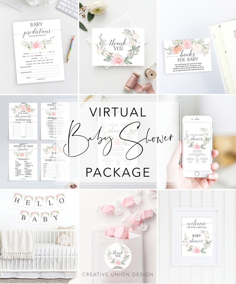 How To Host A Virtual Baby Shower Package Virtual Baby Etsy
