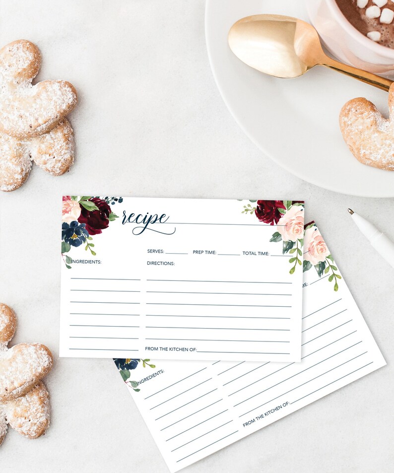 Recipe Card Printable Printable Recipe Card Bridal Shower Etsy