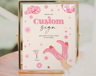 Nash Bash Custom Sign Template, Editable Bachelorette Party Sign, Favors, Gifts and Cards, Printable Table Signs, Last Disco, Let's Go Girls