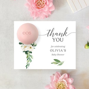EOS Lip Balm Baby Shower Favors, Girl, Boy, Printable, Thank You Favors, Easy Baby Shower Favor, Lip Balm, Balloons, Gender Reveal