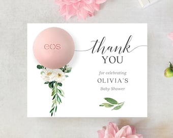 EOS Lip Balm Baby Shower Favors, Girl, Boy, Printable, Thank You Favors, Easy Baby Shower Favor, Lip Balm, Balloons, Gender Reveal