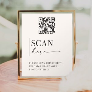 Share The Love QR Code Sign Template, Scannable Photo Sharing Sign, Share Your Photos, Weds, Capture The Love, Download, Minimal Aesthetic
