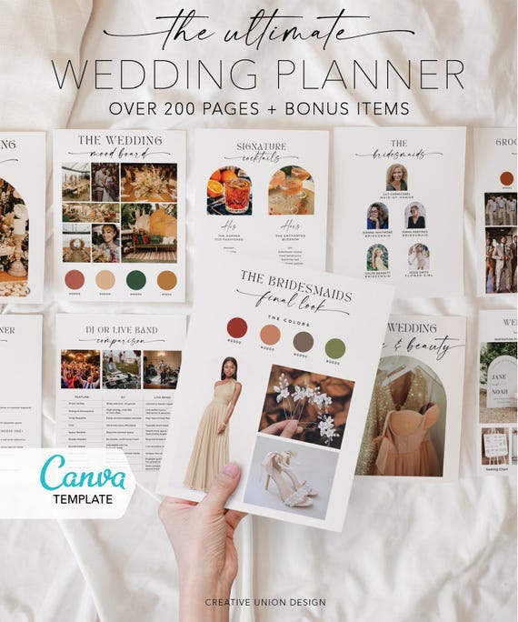 Ultimate Wedding Planner Canva Wedding Binder Template Wedding Itinerary Digital Planner Wedding Template Printable Planner 200+ Pages Boho