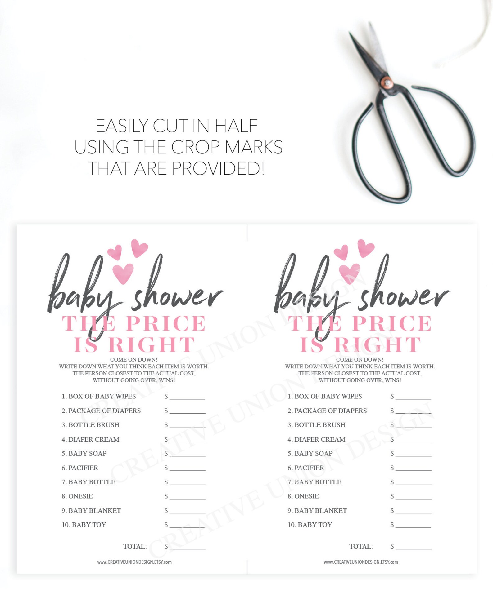 Baby Shower Game the Price is Right Game Baby Shower Game Etsy