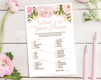 Instant Download - Bridal Shower What's In Your Purse - Baby Shower Game - Wedding Shower Game - Bridal Shower  - DIY Shower Game