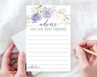 Advice for the New Parents Baby Shower Game - Advice for the Parents-to-be - Advice for Mommy - Printable - Instant Download - Pastel Purple