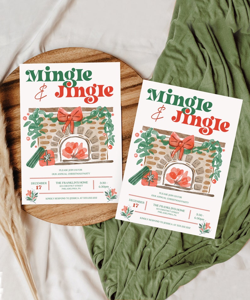 Jingle &amp; Mingle Holiday Party Invitation Template Christmas - Etsy
