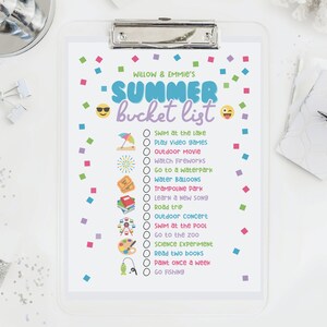 Printable Kids Summer Bucket List, Printable Check List Template, Kids ...