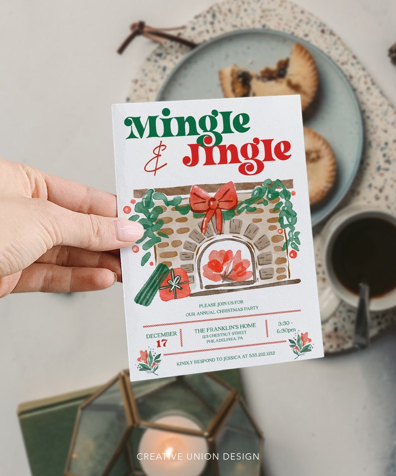 Jingle &amp; Mingle Holiday Party Invitation Template Christmas - Etsy