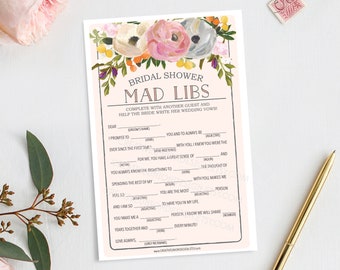 Bridal Shower Mad Libs - Shower Game - Wedding Shower Game - Bridal Shower - Popular Shower Games - Instant Download