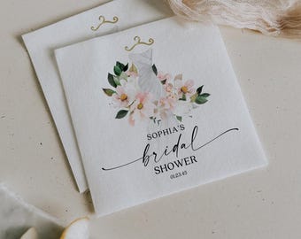 PRINTED & FREE SHIPPING Custom Cocktail Napkins | Bridal Shower Decor | Personalized Napkins | Wedding Decor | Party Decor | Blush Hydrangea