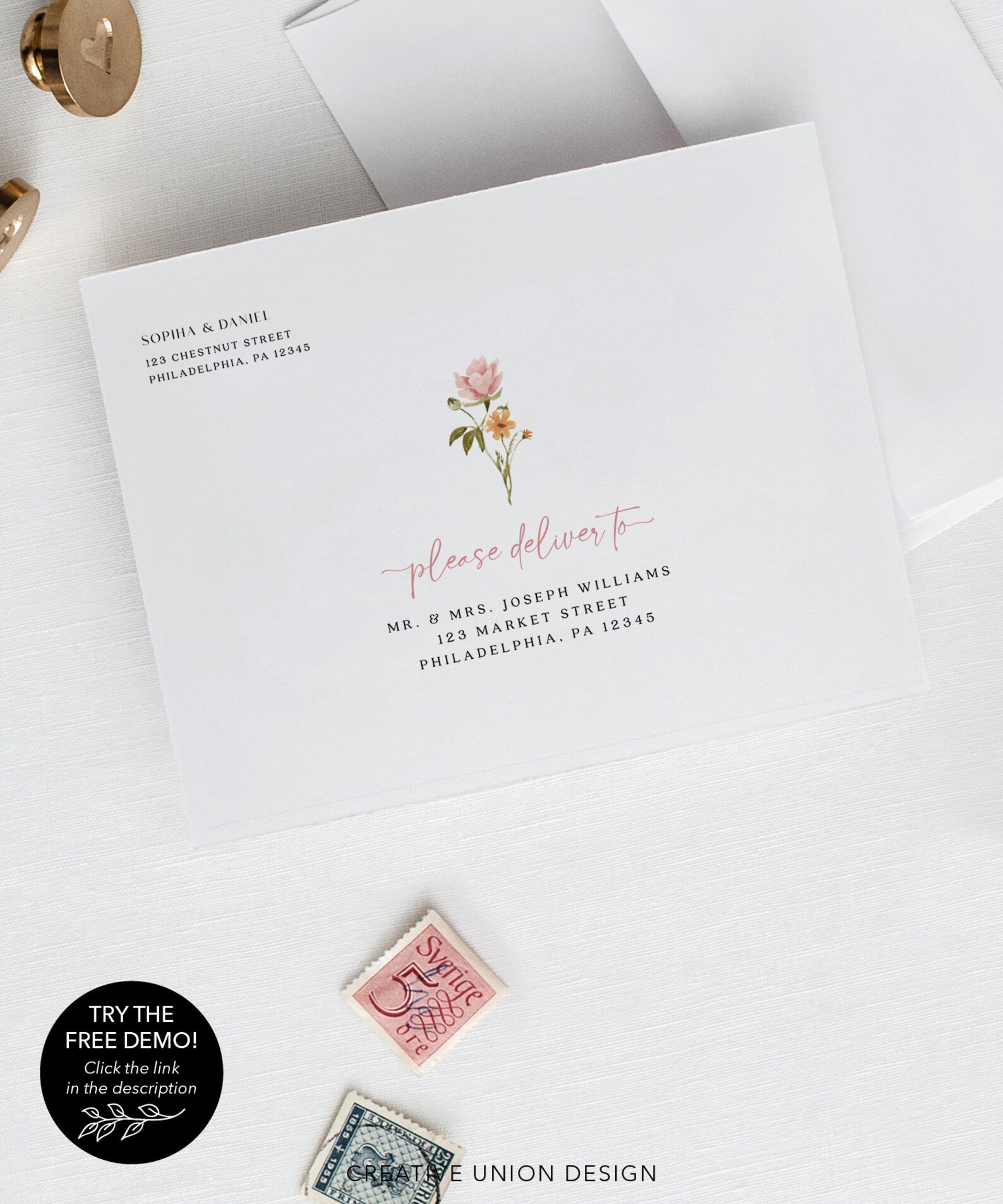 Envelope Template, Printable Address Envelope, Instant Download