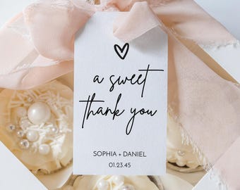 PRINTED & FREE SHIPPING A Sweet Thank You Printed Favor Tag Favor Tags Wedding Favor Ideas Bridal Shower Favor Tags Modern Minimalist Favors
