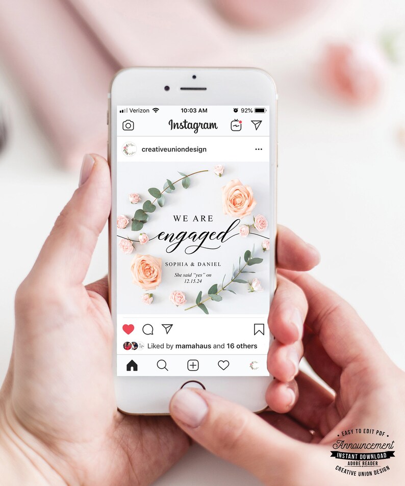 Engagement Announcement Social Media Template We're | Etsy