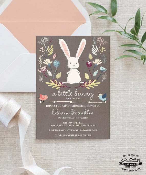 rabbit baby shower invitations
