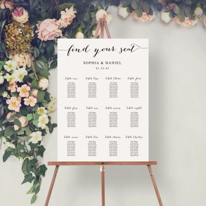 Wedding Seating Chart Template, Printable Table Arrangement Sign, DIY Wedding Seating Sign, Minimal Elegance, Wedding, Instant Download image 3