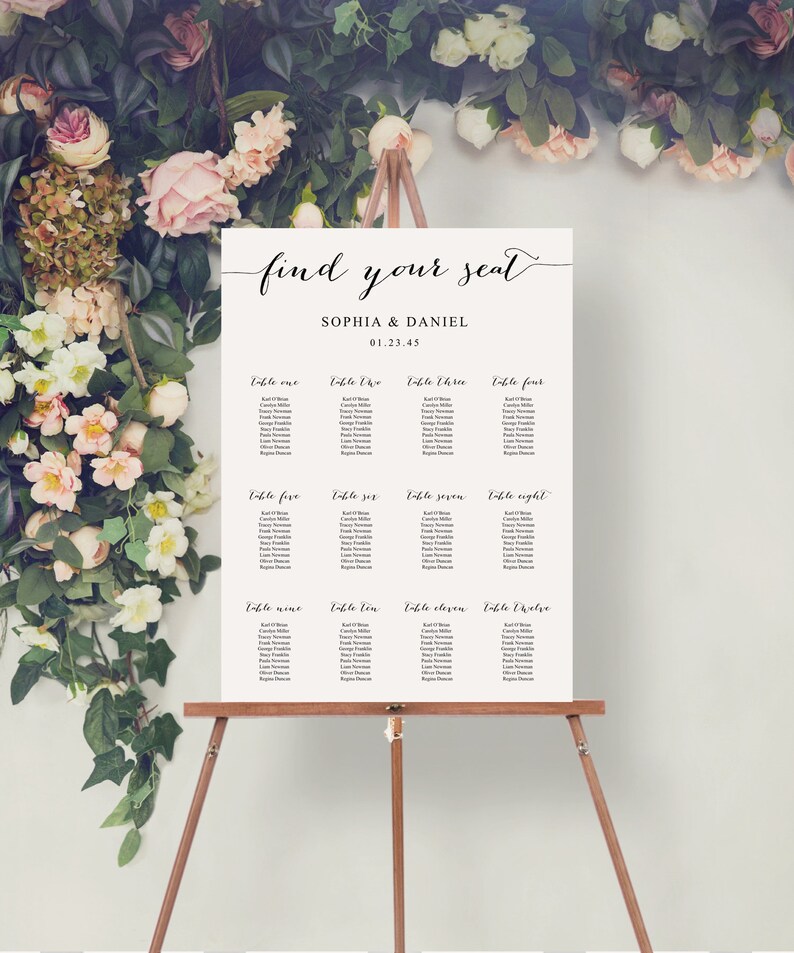 Wedding Seating Chart Template, Printable Table Arrangement Sign, DIY Wedding Seating Sign, Minimal Elegance, Wedding, Instant Download image 3