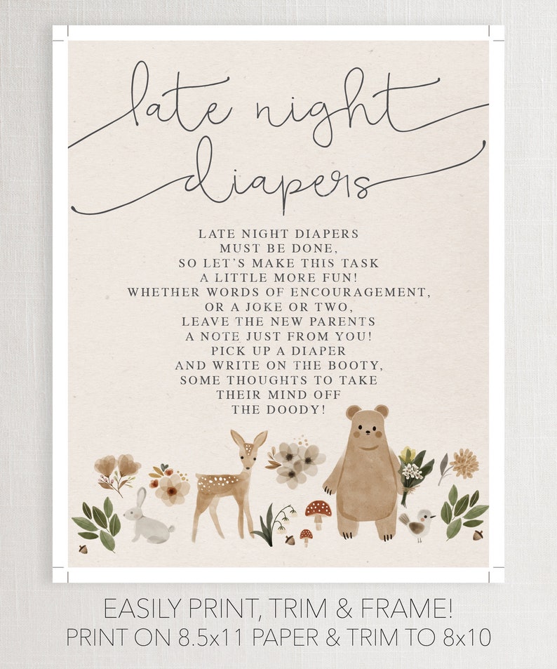 Late Night Diapers Baby Shower Sign File Printable Boy Baby - Etsy