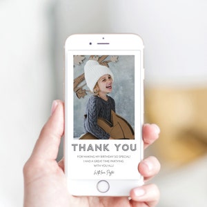 Digital Thank You Card, Birthday Party Thank You, Kids Birthday Party, Thank You For the Gifts, Thank You Card with Photo, Instant Download image 9