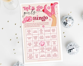 Nash Bash Bachelorette Party Bingo, Bachelorette Party Games, Bachelorette Bingo, Drinking Games, Drink If, 60 Game Sheets, Pink Cowgirl