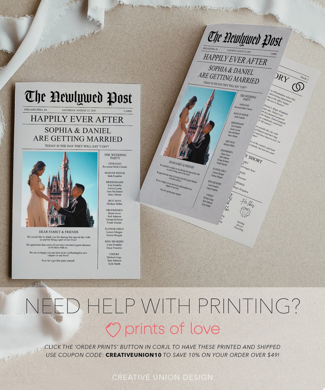 Newspaper Wedding Program Template, Printable Wedding Programs With ...