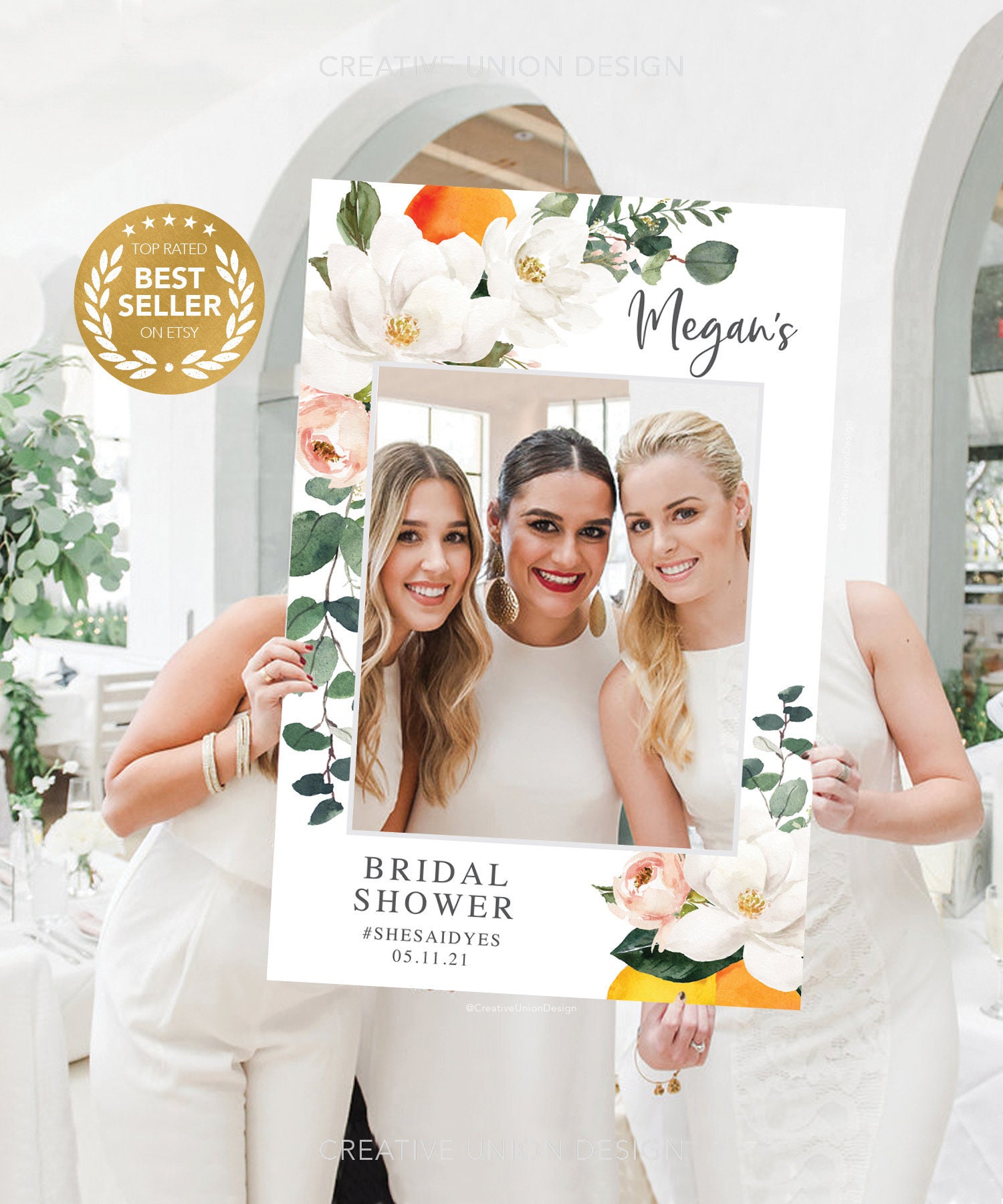 Bridal Shower Photo Prop Frame Editable Photo Booth Prop Photo Booth Frame Printable Bridal Shower Decor 24x36 Magnolia