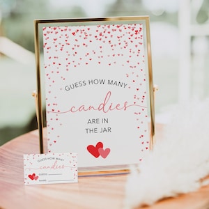 Modèle De Jeu De Baby Shower Combien De Bonbons, Bonbons En Coeur, Fête Prénatale, Jeux Pour Fête Prénatale, Modèle imprimable, Petite chérie, Saint-Valentin