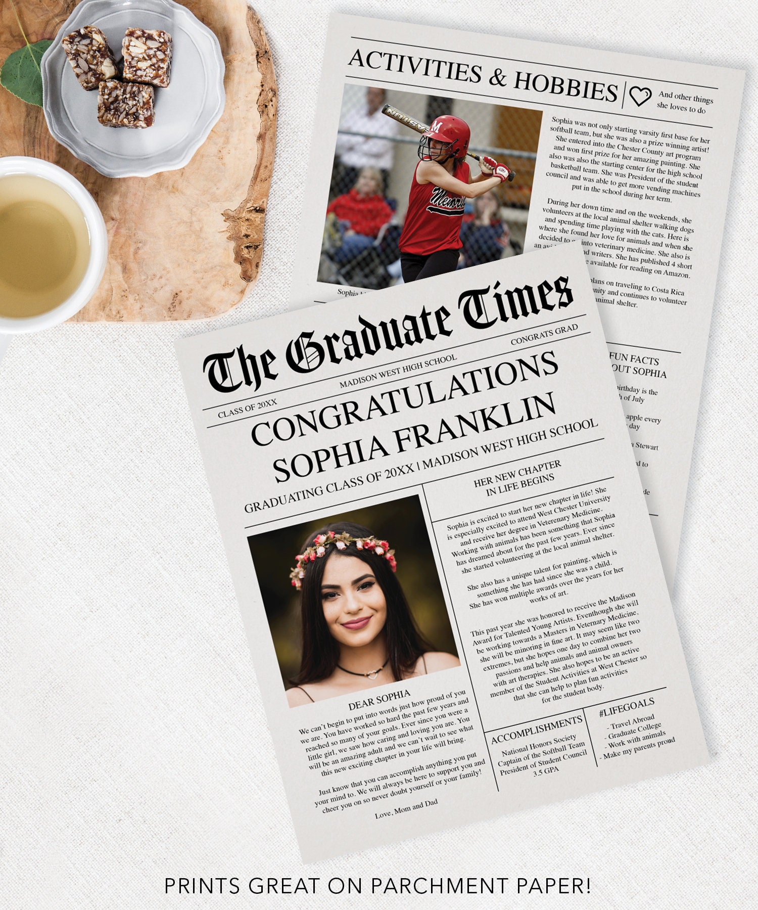 Graduate Printable Newspaper Keepsake Graduation Gift for Etsy
