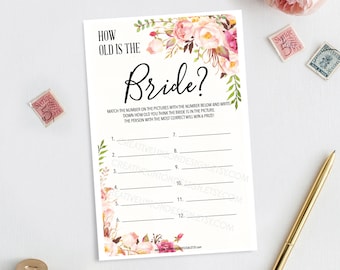 Instant Download - How Old Was The Bride Game - Antique Rose Bridal Shower Game - Wedding Shower - Bridal Shower Game - Print at Home