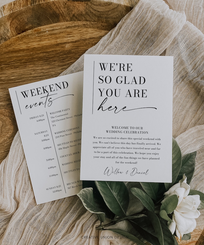 editable timeline,instant download,minimalist wedding,minimalist welcome, modern welcome, order of events, timeline template, wedding itinerary, wedding timeline, wedding welcome, welcome bag note, welcome bag template, welcome letter
