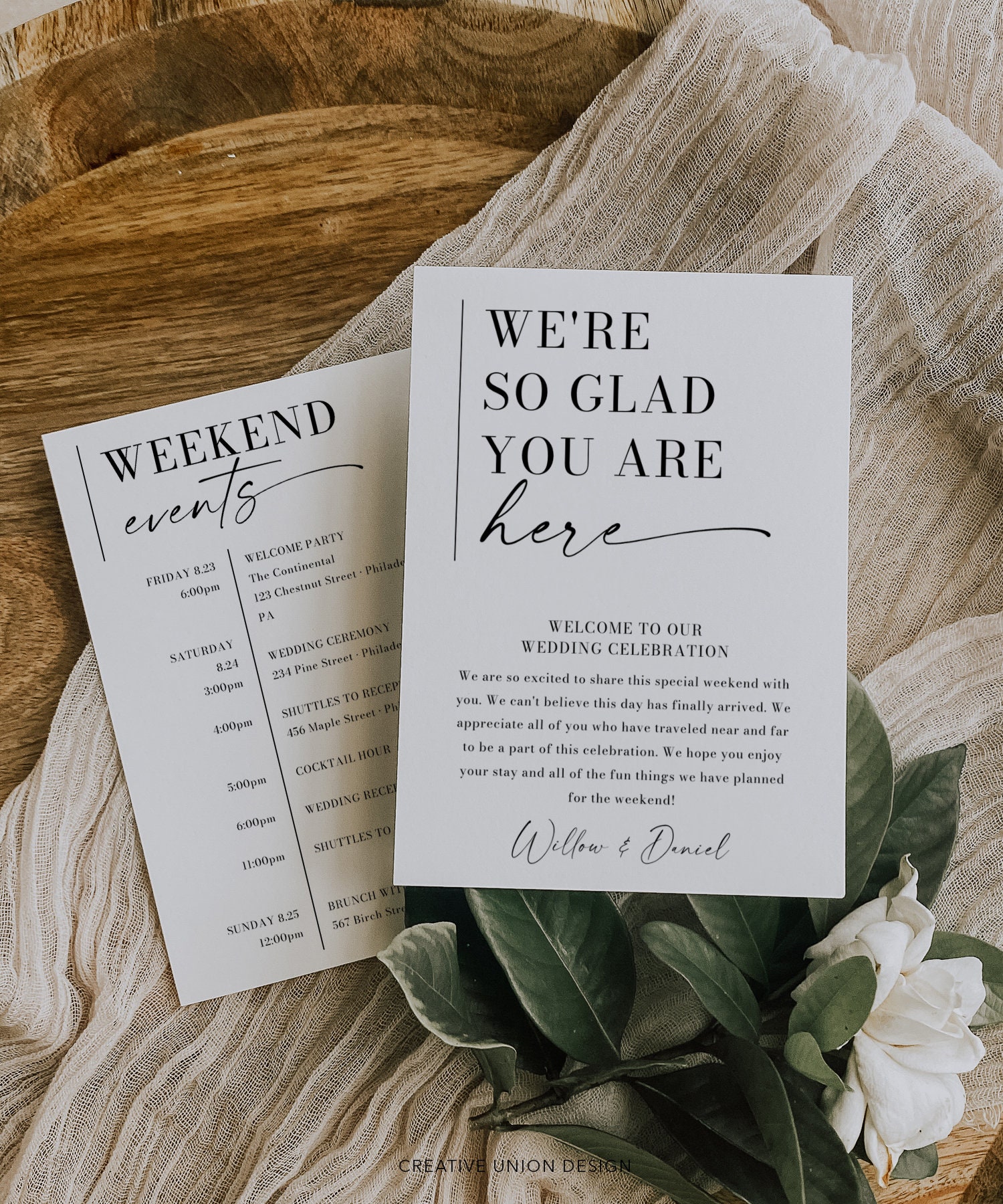 Minimal Aesthetic Wedding Itinerary Template, Printable Wedding Welcome Bag Letter, Weekend Schedule, Information for Guests, Order of Event