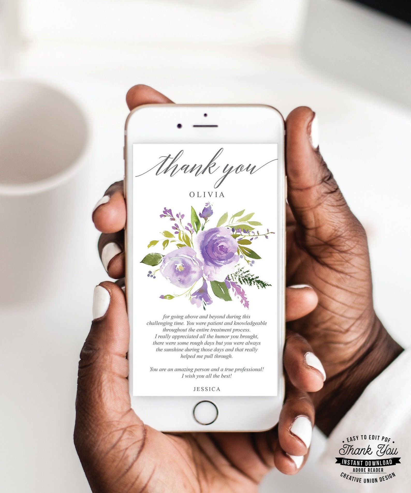 Thank You for Nurse Virtual Thank You Card Digital Thank Etsy