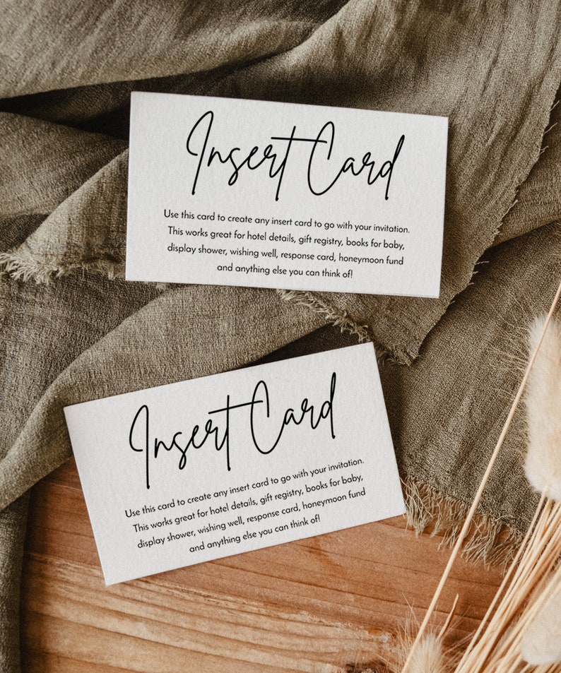 Editable Enclosure Card, Modern Minimalist Wedding Invitation Insert ...