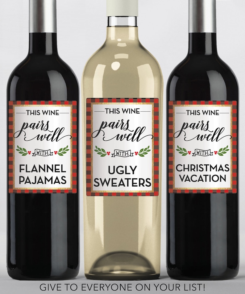 Funny Printable Wine Labels Holiday Christmas Wine Labels | Etsy